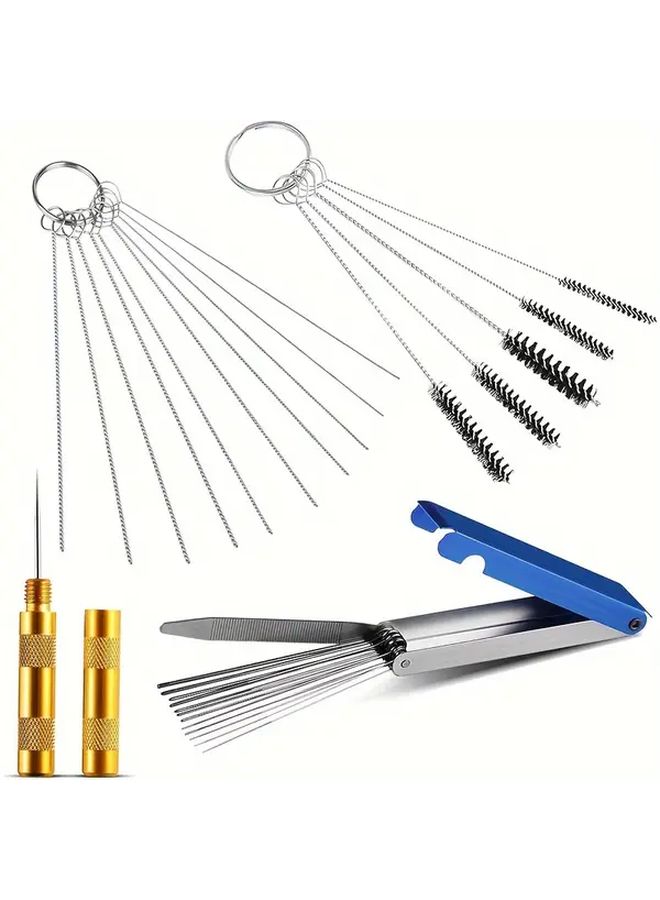 15pcs High Density Nylon Bristle Spray Gun Cleaner Set with Needle and Case - Image 3