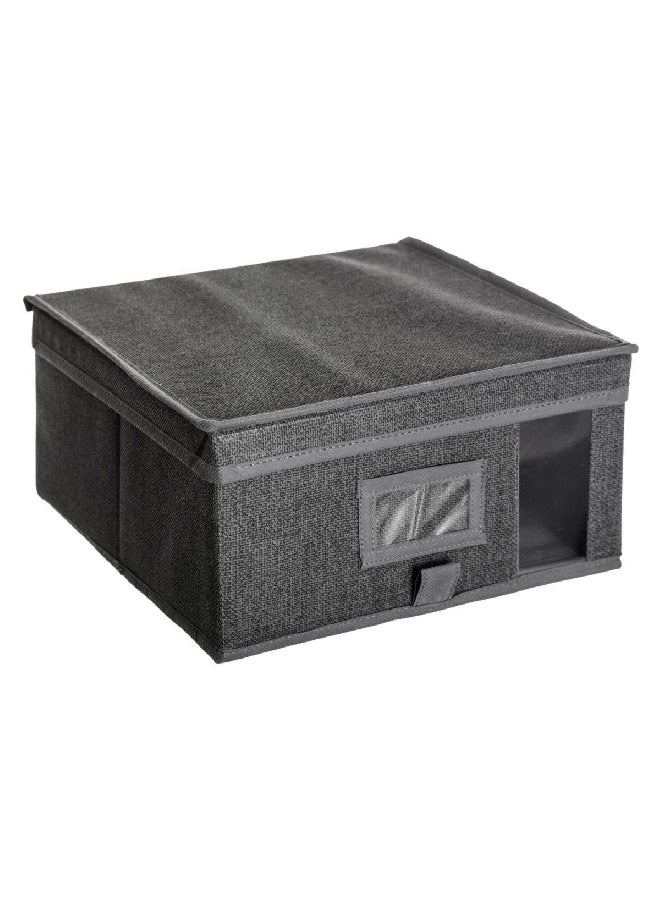 Five Simply Smart Polypropylene Foldable Storage Box with Lid Dark Grey 30 x 15 cm 138894C  - Image 1