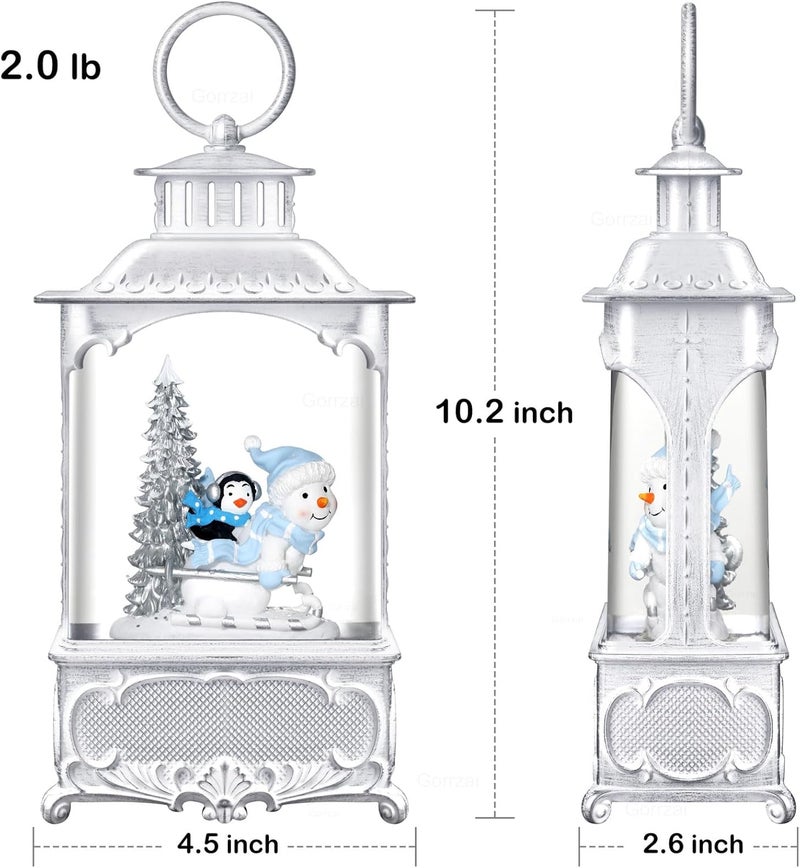 Gorrzai Christmas Snow Globes Snowman Snow Globe Lantern, Lighted Christmas Decorations Indoor for Home with Music Timer Swirling Glitter, Light Up Penguin Musical Decor Gift, USB or Battery Operated - Image 4