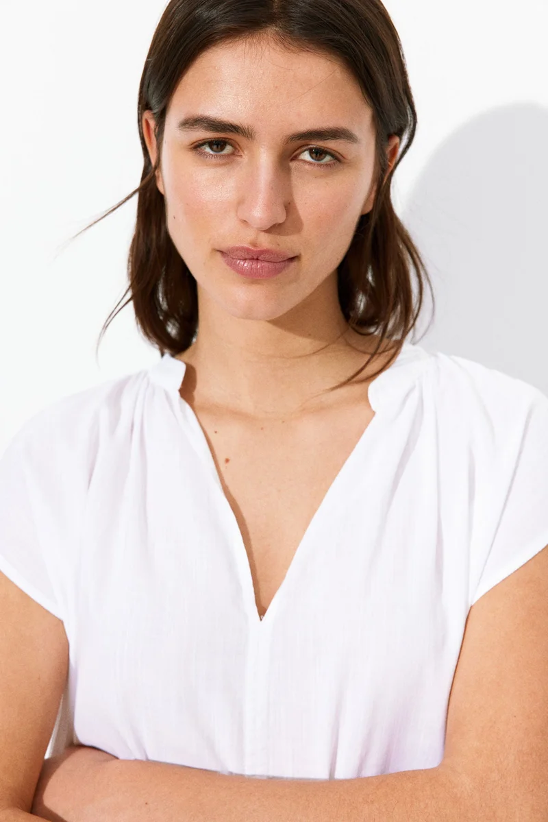 H&M Band-Collar Blouse