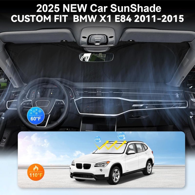 مظلة زجاج أمامي لسيارة BMW X1 E84، ملحقات لسيارة BMW X1 E84 للأعوام 2011 2012 2013 2014 2015، واقي زجاج أمامي معزول، غطاء زجاج أمامي، واقي شمس، حاجب خصوصية، عاكس للأشعة فوق البنفسجية، يحجب الحرارة - Image 4