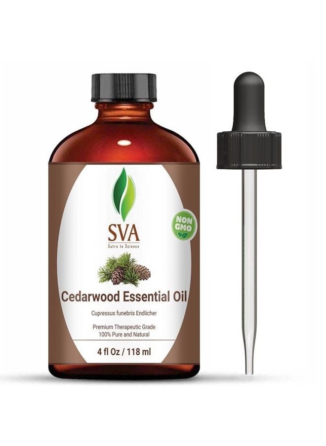 SVA Organics SVA Cedarwood Essential Oil Skin 4 Oz (118 ml) | 100% Pure Therapeutic Grade- Great for Diffuser, Woody & Calm, Glowing Skin, Healthy Hair & Scalp, Aromatherapy, Soaps and Candles.  - Image 1