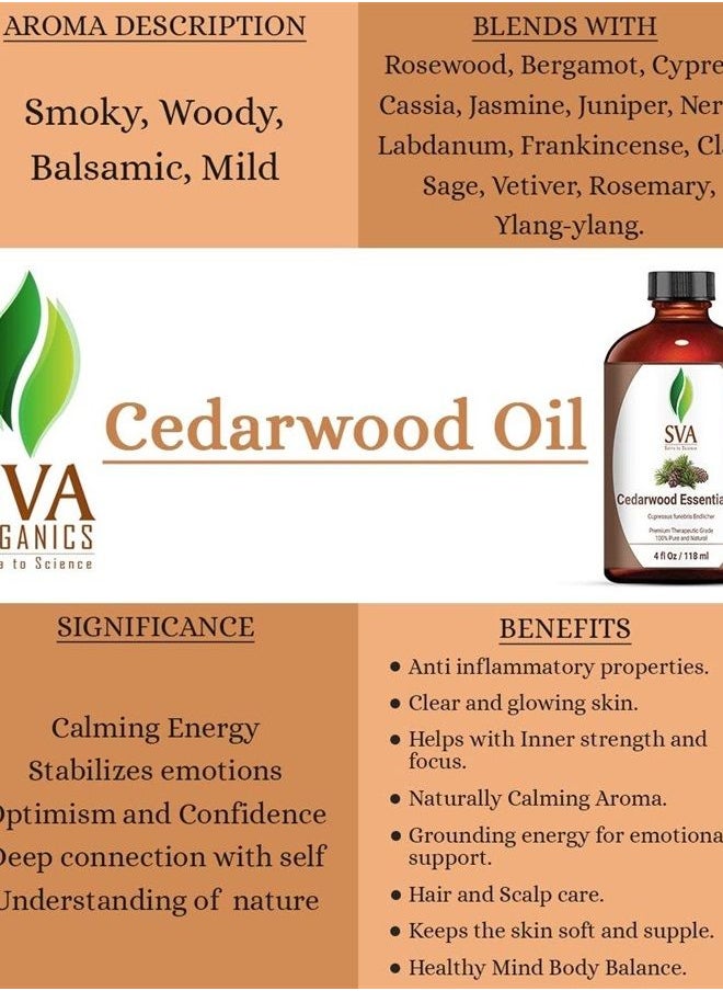 SVA Organics SVA Cedarwood Essential Oil Skin 4 Oz (118 ml) | 100% Pure Therapeutic Grade- Great for Diffuser, Woody & Calm, Glowing Skin, Healthy Hair & Scalp, Aromatherapy, Soaps and Candles.  - Image 2