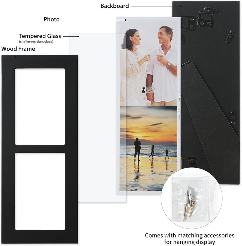 UMICAL 4x6 2-Opening Collage Picture Frame with Shatter-Resistant Glass & Black Wood 6x4 2 Photo Frames for 4x6 Inch Pictures Display Made for Tabletop Stand and Wall Mounting - Image 5