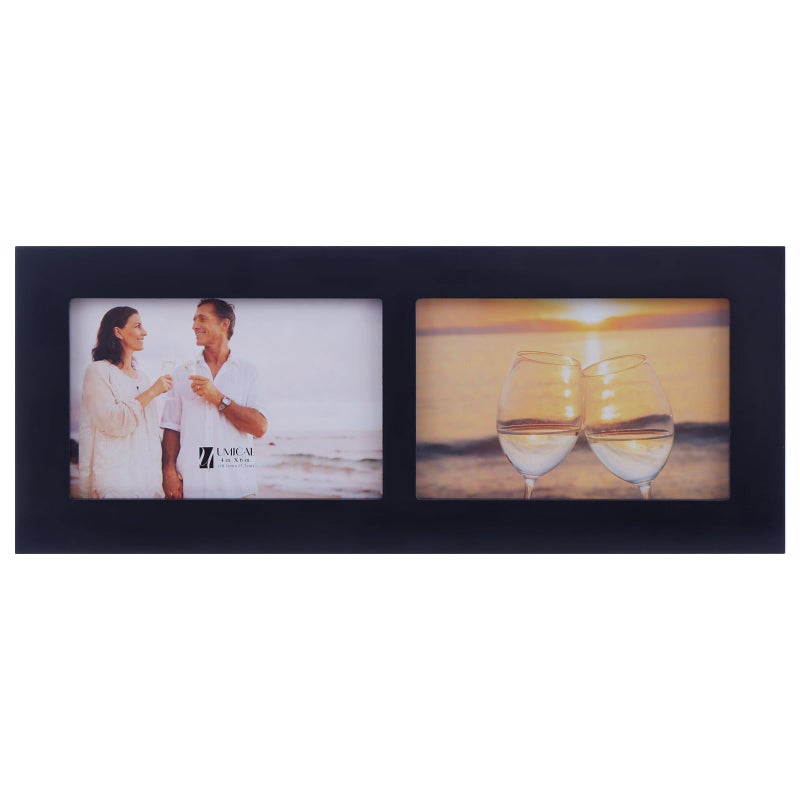 UMICAL 4x6 2-Opening Collage Picture Frame with Shatter-Resistant Glass & Black Wood 6x4 2 Photo Frames for 4x6 Inch Pictures Display Made for Tabletop Stand and Wall Mounting - Image 1