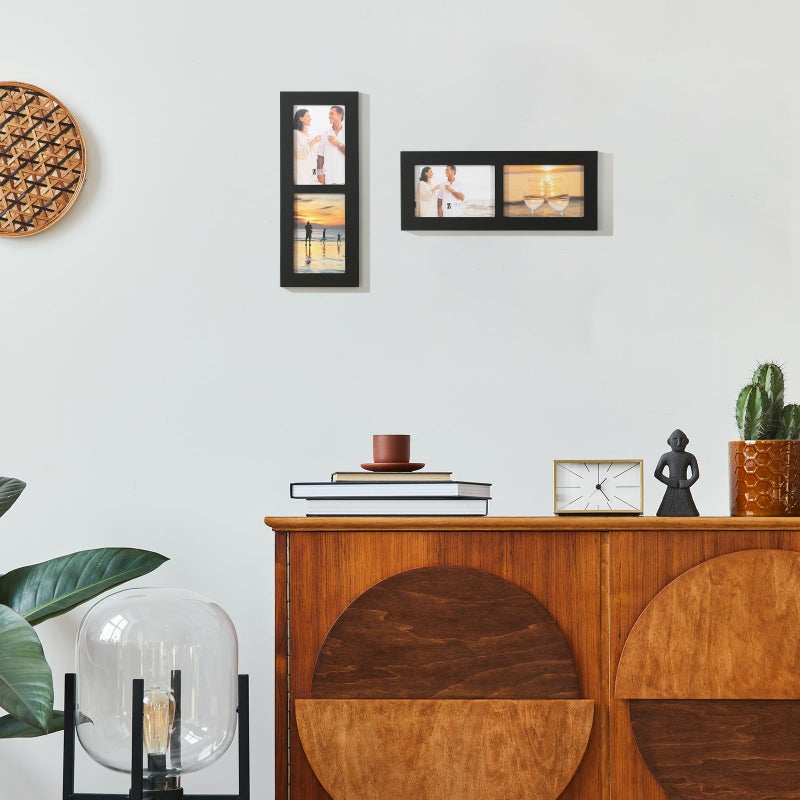 UMICAL 4x6 2-Opening Collage Picture Frame with Shatter-Resistant Glass & Black Wood 6x4 2 Photo Frames for 4x6 Inch Pictures Display Made for Tabletop Stand and Wall Mounting - Image 3