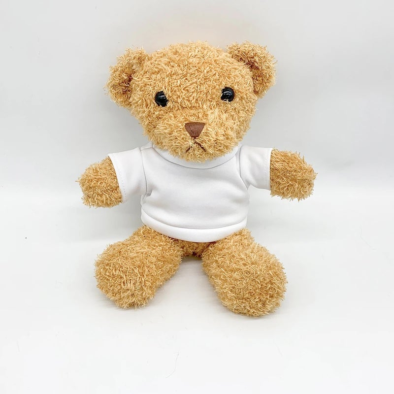 Y&D logo Teddy Bear Plush Toys with Heat Transfer Printing Different Color Shirt Stuffed Bear Toy with Sublimation Clothe - Image 1