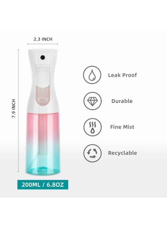 Zuhose Spray Bottle for Hair 68OZ 200ML Continuous Ultra Fine Mist Sprayer for Hair Salons Barber Plants Skin Care Cleaning 2 Pack GRADIENT PINK BLUE - Image 3