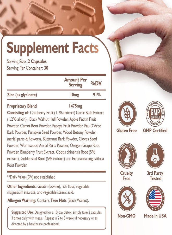 Happee ParaComplex Intestinal Guard for Humans - para Purge Herbal Cleanse for Gut Health & Digestive Balance - with Wormwood, Black Walnut, Garlic & More - 60 Capsules - Image 4