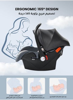 Riolio Portable Baby Car Seat Padded Soft Material Three Point Harness Ergonomic Design with Carrier Washable from Birth to 15 Months  - Image 5