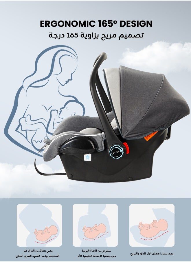 Riolio Portable Baby Car Seat Padded Soft Material Three Point Harness Ergonomic Design with Carrier Washable from Birth to 15 Months  - Image 5