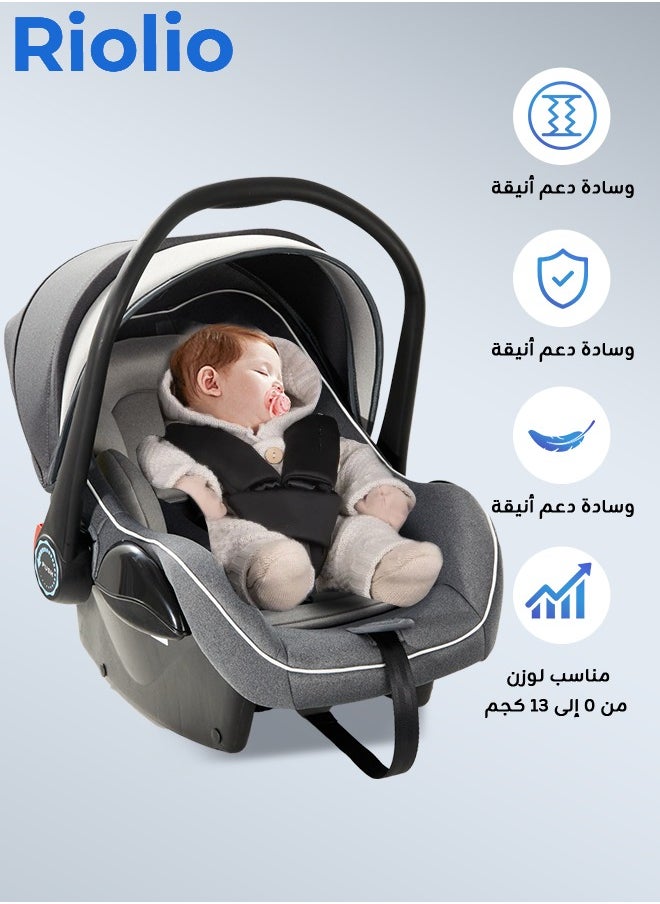 Riolio Portable Baby Car Seat Padded Soft Material Three Point Harness Ergonomic Design with Carrier Washable from Birth to 15 Months  - Image 1