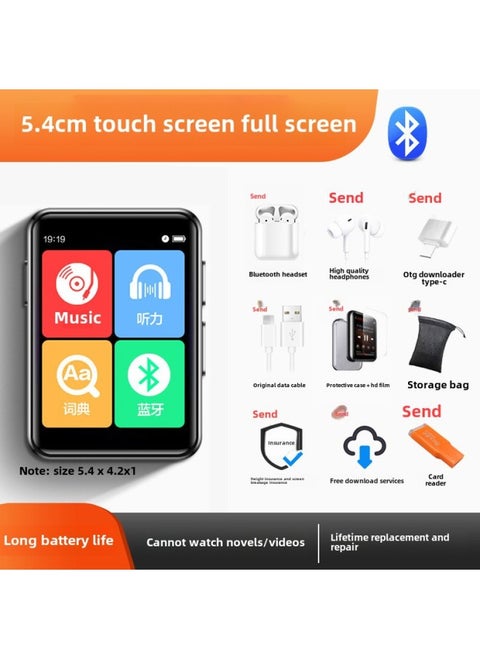 Bingjie Walkman Student Edition High-use Bluetooth English Listening Player Learning Artifact-Body Color:5.4 Touch Screen Long Battery Life Version/bluetooth 6.0 [free Bluetooth Wireless Headset/luxury Gift Bag-Memory Capacity:8gb [already Downloaded (primary, Middle And High School) Single Textbook Synchronization + Vocabulary + Music] - Official