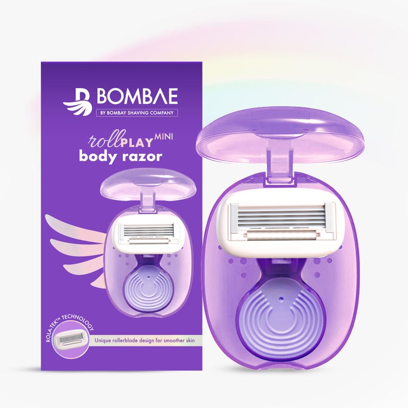 Bombae Rollplay MINI Portable Body Razor for Women | Aloe vera, Vit E & Jojoba oil infused | 1 Razor + 1 compact case | Hair Removal Razor For Women | 2x smoother and long lasting | Curve-friendly, smooth & hassle-free - Image 3