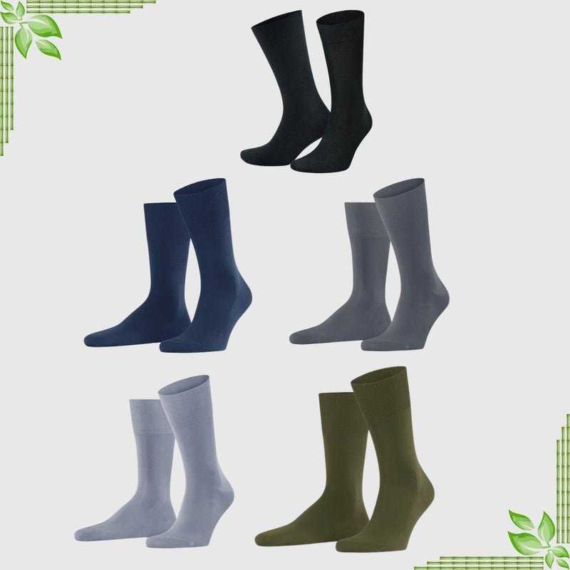 Kral Socks Bamboo Men's Socket Plain Long Socks Classic Summer Seamless Premium Set of 5  - Image 3