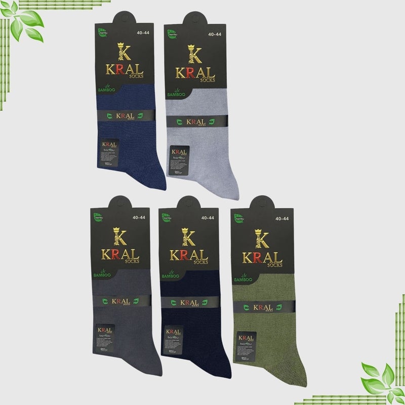 Kral Socks Bamboo Men's Socket Plain Long Socks Classic Summer Seamless Premium Set of 5  - Image 2