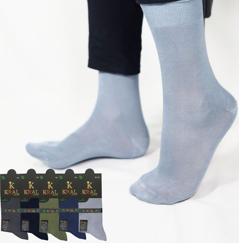 Kral Socks Bamboo Men's Socket Plain Long Socks Classic Summer Seamless Premium Set of 5  - Image 1