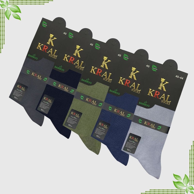 Kral Socks Bamboo Men's Socket Plain Long Socks Classic Summer Seamless Premium Set of 5  - Image 4