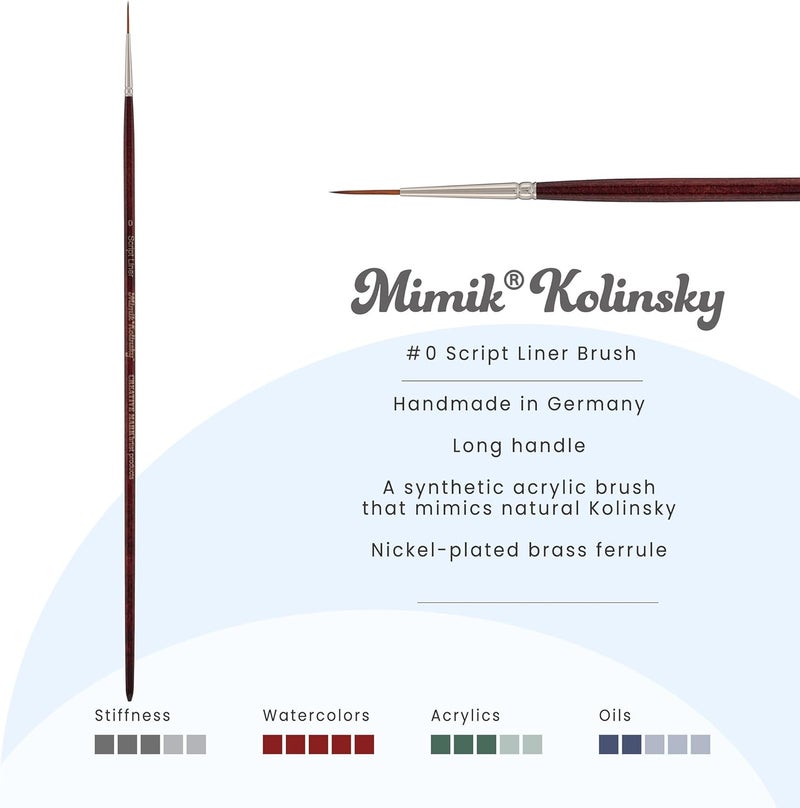 Creative Mark Mimik Kolinsky Watercolor Brush - # 0 Script Liner - Long Handle Synthetic Paint Brush - Handmade in Germany - Synthetic Sable Paint Brushes for Professional Artists - Animal-Friendly - Image 2