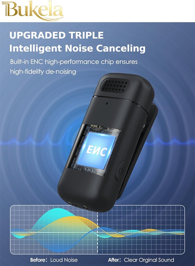 Bukela Wireless lavalier microphone for Type-C mobile phones, USB-C iPhone 15 charging case, noise-cancelling mini lavalier microphone, clip-on microphone for video recording, streaming singing - Image 2