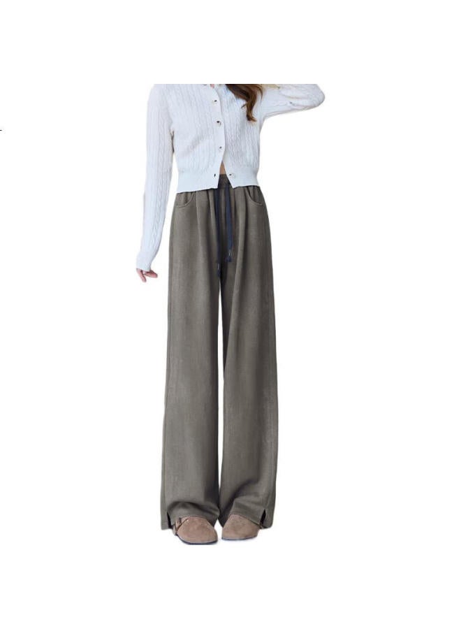 LangSha Tie-dye Wide-leg Pants For Women, Spring And Autumn Fashion, Side Slit, High-waisted, Straight-leg, Slimming, Versatile, Casual Trousers For Women