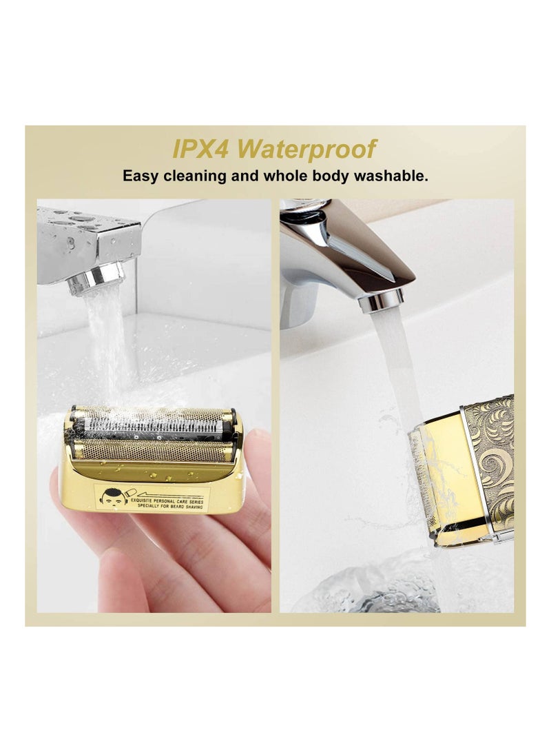 SYOSI Double Foil Shaver for Men, 2 Speed Electric Shaver with 2 Foil Cordless Barber Shaver Professional Barber Supplies Cordless Electric Razor Precision Beard Trimmer Foil Head Shaver Wet & Dry - Image 2