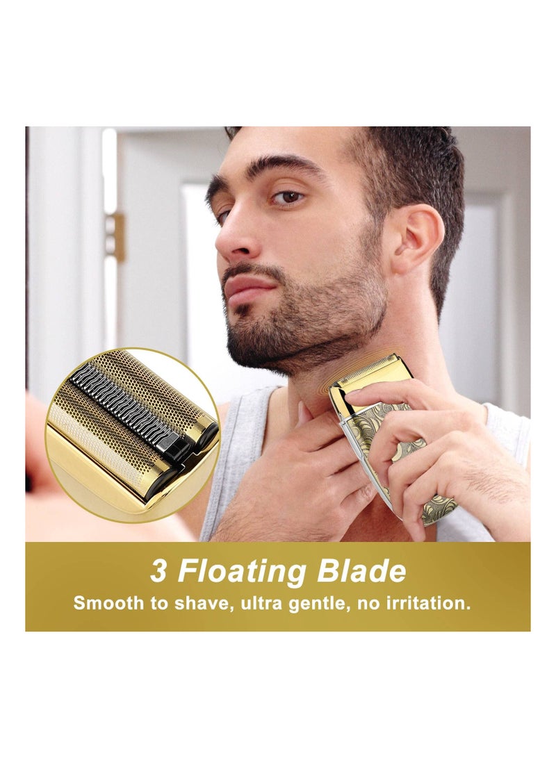 SYOSI Double Foil Shaver for Men, 2 Speed Electric Shaver with 2 Foil Cordless Barber Shaver Professional Barber Supplies Cordless Electric Razor Precision Beard Trimmer Foil Head Shaver Wet & Dry - Image 3