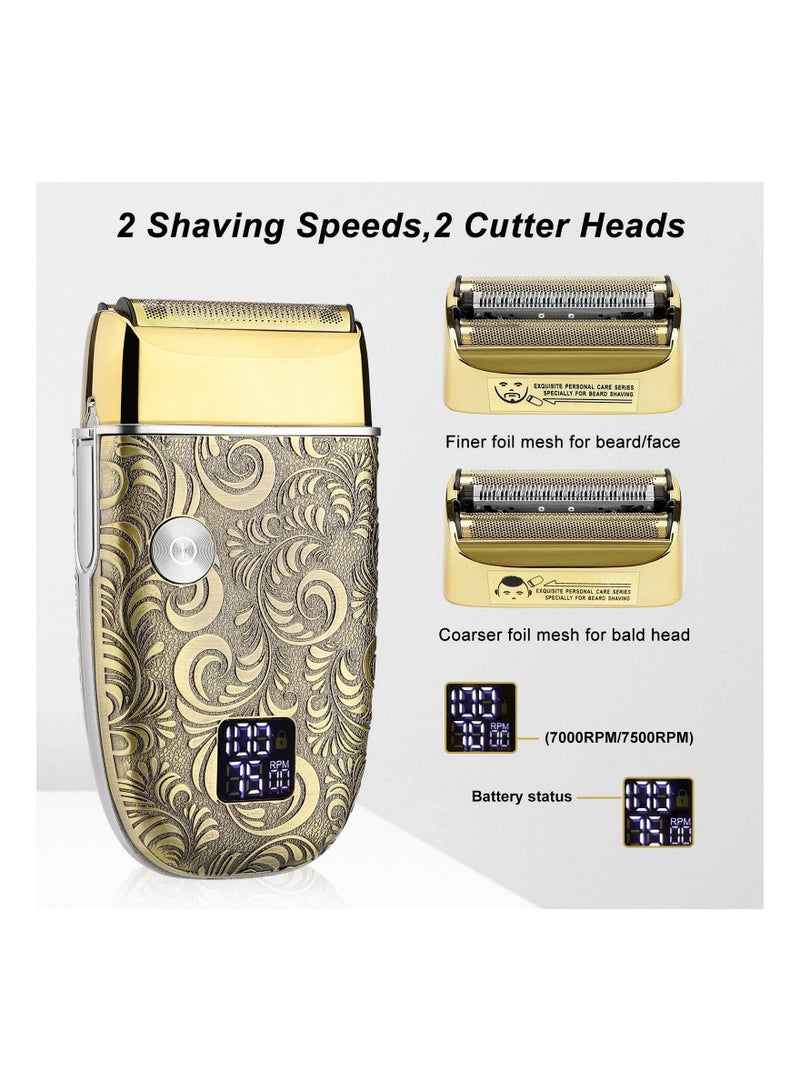 SYOSI Double Foil Shaver for Men, 2 Speed Electric Shaver with 2 Foil Cordless Barber Shaver Professional Barber Supplies Cordless Electric Razor Precision Beard Trimmer Foil Head Shaver Wet & Dry - Image 5