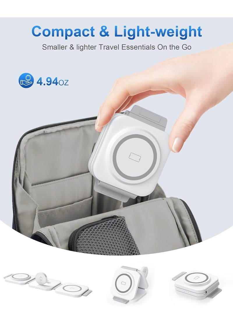general 3 in 1 Wireless Charging Station for Apple Multiple Devices, Foldable Magnetic Fast Travel Charger, Compatible with MagSafe iPhone 16 15 14 13 12 Apple Watch & AirPod, Gift for Women - Image 3