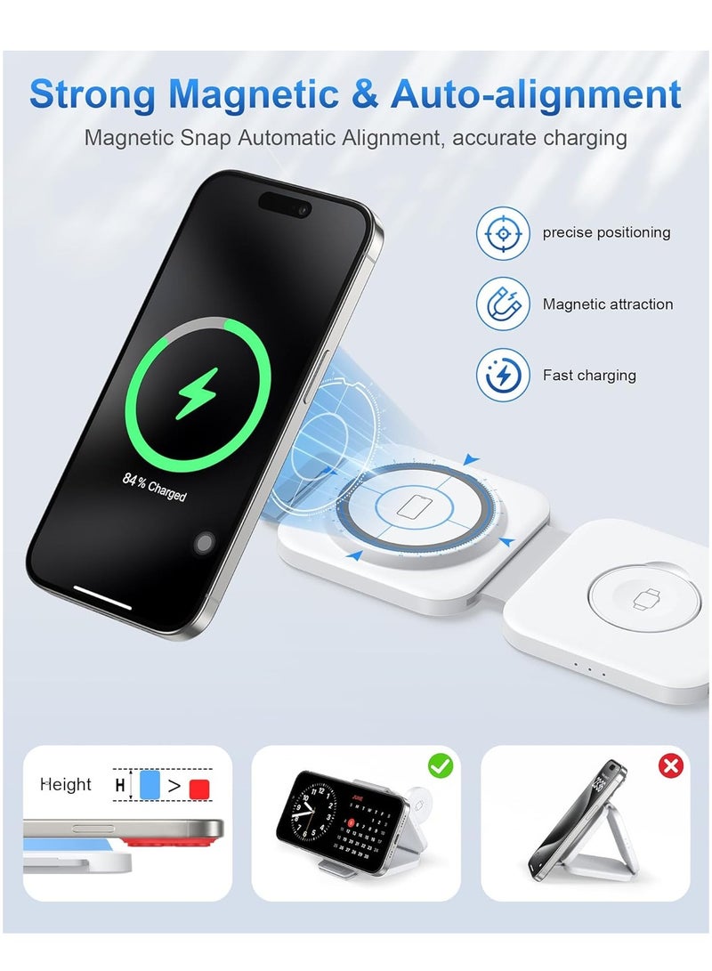 general 3 in 1 Wireless Charging Station for Apple Multiple Devices, Foldable Magnetic Fast Travel Charger, Compatible with MagSafe iPhone 16 15 14 13 12 Apple Watch & AirPod, Gift for Women - Image 4