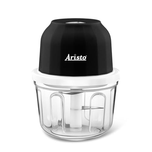 Aristo Rechargeable Wireless Electric Cordless Chopper, Stainless Steel Blades, One Touch Operation, 10 Seconds Chopping, Mincing Vegetable, Meat - 350 ML, 30 Watts, Black - Image 1