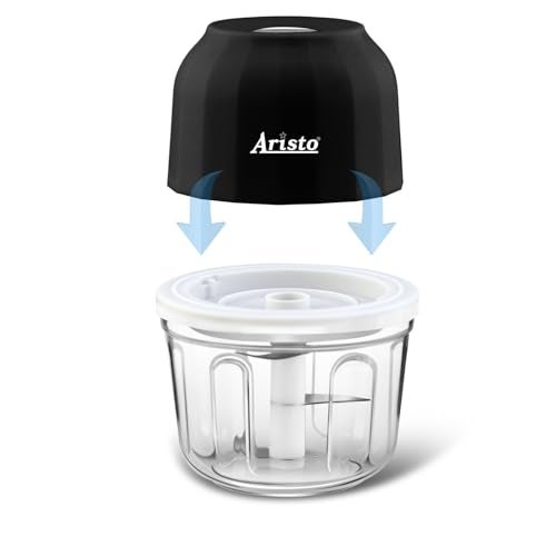 Aristo Rechargeable Wireless Electric Cordless Chopper, Stainless Steel Blades, One Touch Operation, 10 Seconds Chopping, Mincing Vegetable, Meat - 350 ML, 30 Watts, Black - Image 4