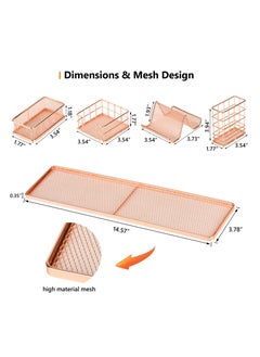 KASTWAVE Rose Gold Desk Organizer, Office Desk Accessories with Pen Holder for desk, Desktop Organization with Phone Holder, Sticky Note Tray, Paperclip Storage and Caddy for Office Home School  - Image 3
