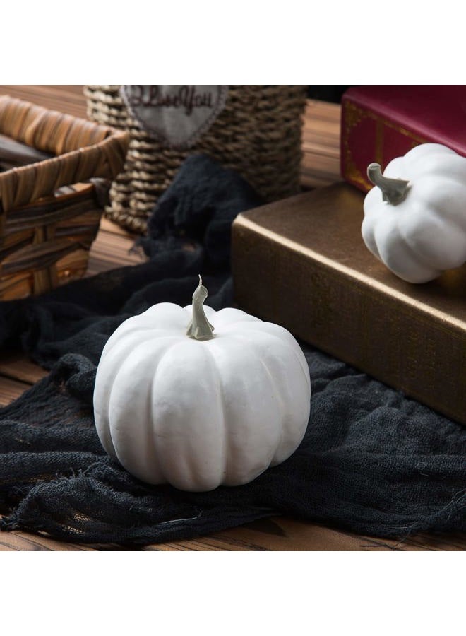 Ogrmar 12 Pack Artificial Assorted Pumpkins, Mini Fake Pumpkins Artificial Vegetables for Halloween,Harvest Thanksgiving Party Decor (White) - Image 3