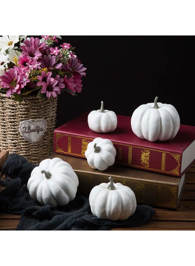 Ogrmar 12 Pack Artificial Assorted Pumpkins, Mini Fake Pumpkins Artificial Vegetables for Halloween,Harvest Thanksgiving Party Decor (White) - Image 4