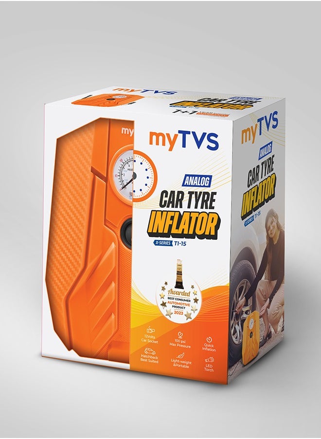ماي تي في اس منفاخ إطارات تناظري من myTVS للسيارة والدراجة بقوة 100 رطل/بوصة مربعة مع مصباح LED | متوافق مع جميع السيارات | ضمان لمدة سنة +1 سنة (TI-15)  - Image 2