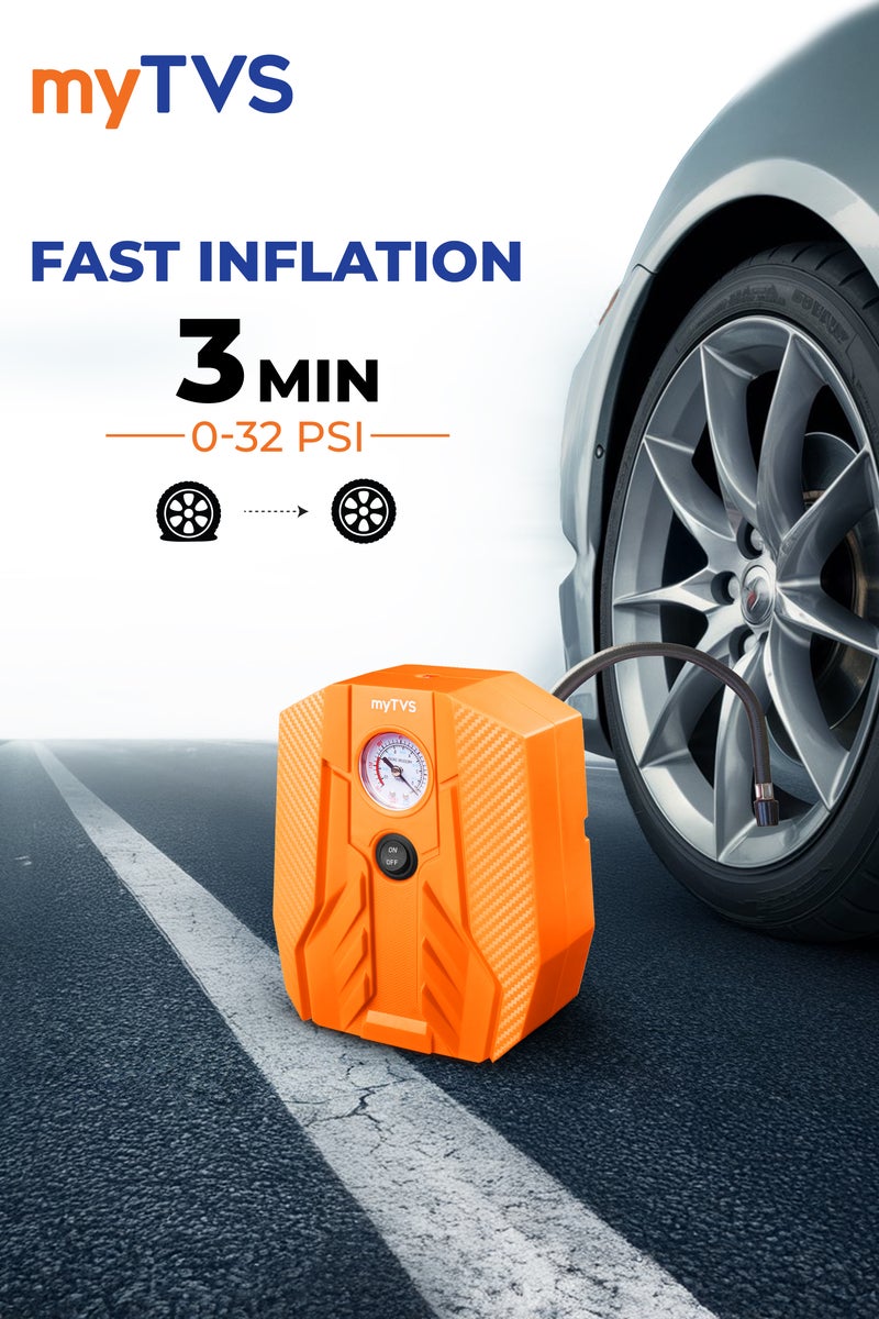 myTVS myTVS Analog Tyre Inflator for Car & Bike 100 PSI with LED Torch | Compatible with All car |1+1 Years Warranty (TI-15)  - Image 2