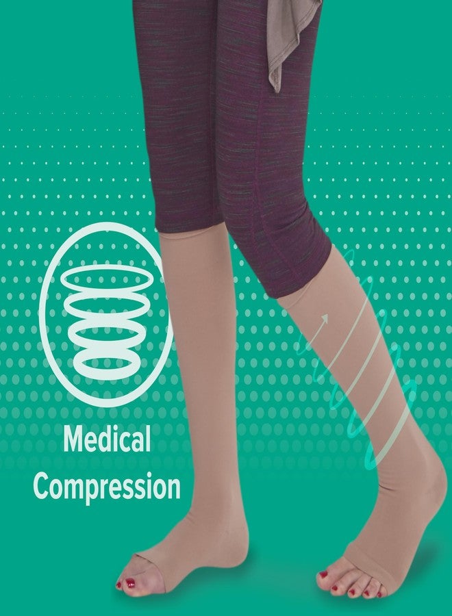 Juzo Dynamic Varin 3512 Knee-High, 30-40 mmHg Open Toe Compression Stocking with Silicone Top Band- Men & Women, Short, 3 (III), Black - Image 5