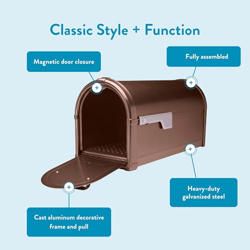 Architectural Mailboxes Hillsborough™ Heavy duty Decorative Steel Metal Post Mounted Mail Box for outside, Copper, Large Curbside Mailbox with Magnetic Latch - Image 4