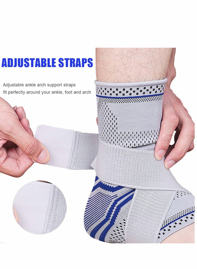 Ankle Brace Compression Sleeve (2 PACK), Adjustable Ankle Support for Men & Women, Breathable Ankle Sleeve w/Ankle Strap for Sprained Ankle, Swelling Relief Pain, Plantar Fasciitis, Achilles - Image 4