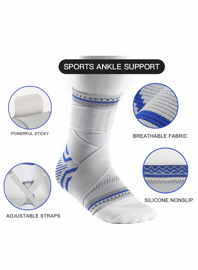 Ankle Brace Compression Sleeve (2 PACK), Adjustable Ankle Support for Men & Women, Breathable Ankle Sleeve w/Ankle Strap for Sprained Ankle, Swelling Relief Pain, Plantar Fasciitis, Achilles - Image 3