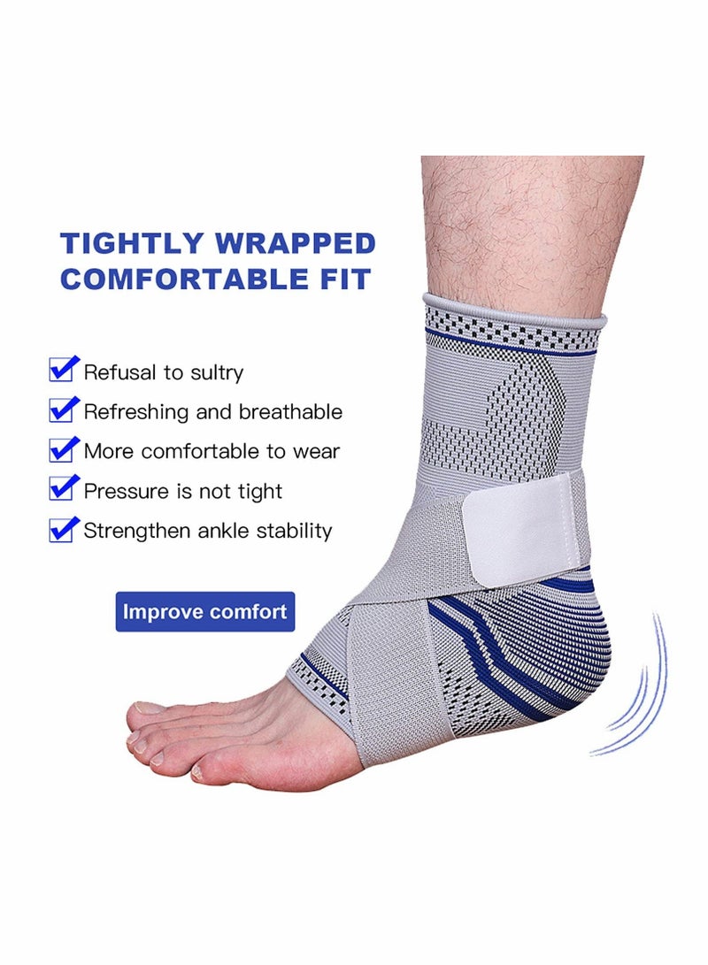 Ankle Brace Compression Sleeve (2 PACK), Adjustable Ankle Support for Men & Women, Breathable Ankle Sleeve w/Ankle Strap for Sprained Ankle, Swelling Relief Pain, Plantar Fasciitis, Achilles - Image 2