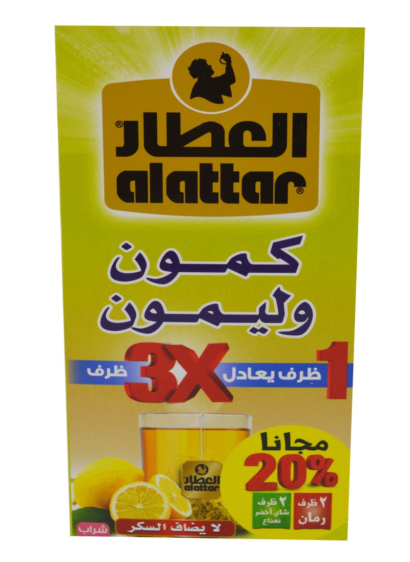 alattar - Cumin & Lemon Tea | Herbal Tea Bags | Pack of 24 Tea Bags | 2 Bags Green Tea Mint & 2 Bags Pomegranate - Image 1