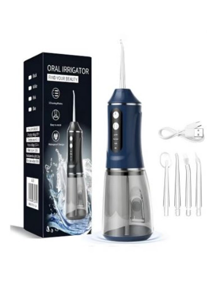 جهاز تنظيف الاسنان المحمول اللاسلكي ،٤ رؤوس نفاثة،لون أزرق - Image 1