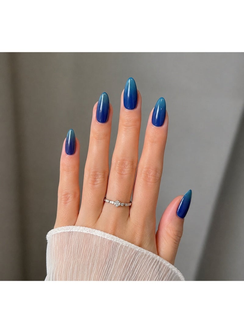 Press On Nails, Ocean Blue Ombre, 12 Pieces