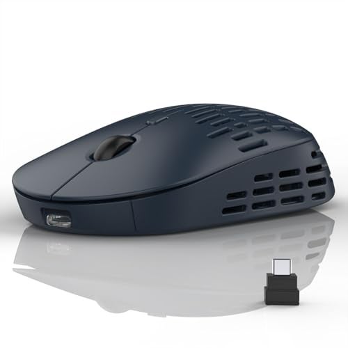 RAPIQUE Bluetooth Wireless Mouse, Dual Mode Rechargeable Silent Bluetooth Mice with 2.4G Type C Receiver for Laptop, iMac, Chromebook,MacBook pro/air and All Type-C Device (Blue) - Image 1