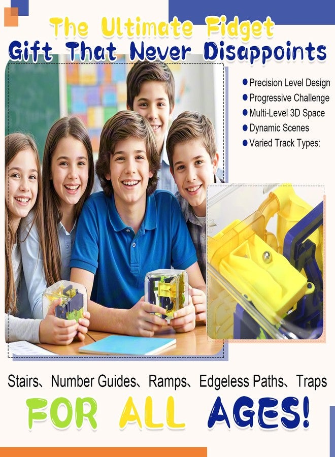 Wovnet 1 Sets Large Labyrinth 3D Maze Cube Puzzle Maze Game Gravity 3D Puzzle Cube Brain Teaser Ball Games for Kids Education Sensory Toys Gift for Adults (Upgrade Version,Yellow) - Image 4