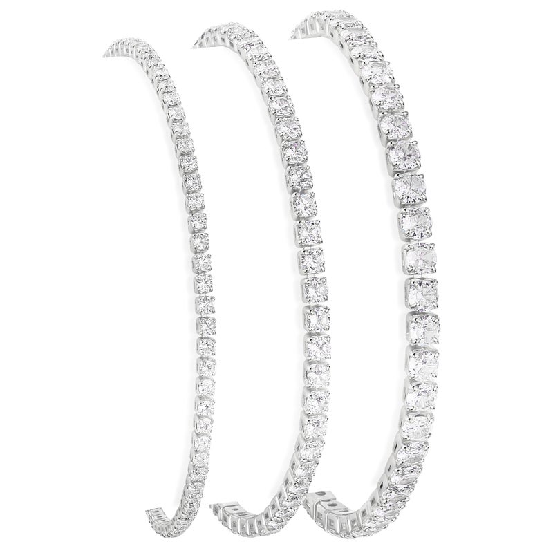 Poxtex Sterling Silver Tennis Bracelet for Women, Silver Cubic Zirconia Classic Bracelets Jewelry 2/3/4 MM Diamond - Image 1
