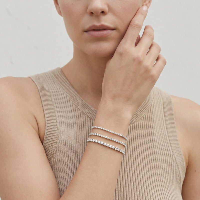 Poxtex Sterling Silver Tennis Bracelet for Women, Silver Cubic Zirconia Classic Bracelets Jewelry 2/3/4 MM Diamond - Image 4