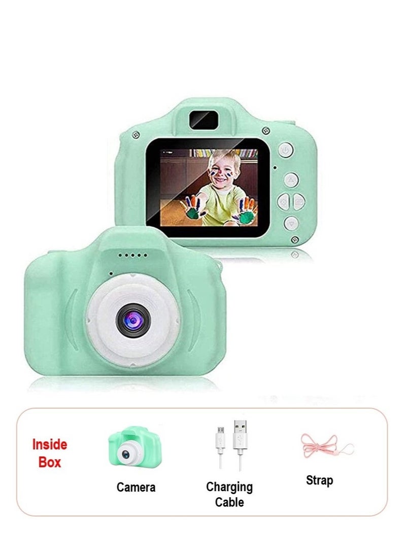Toy Digital Camera for Kids (Green), Gifts for Child Boys Girls, Mini Rechargeable, Shockproof Silicon Digital Camera for Kids  - Image 1